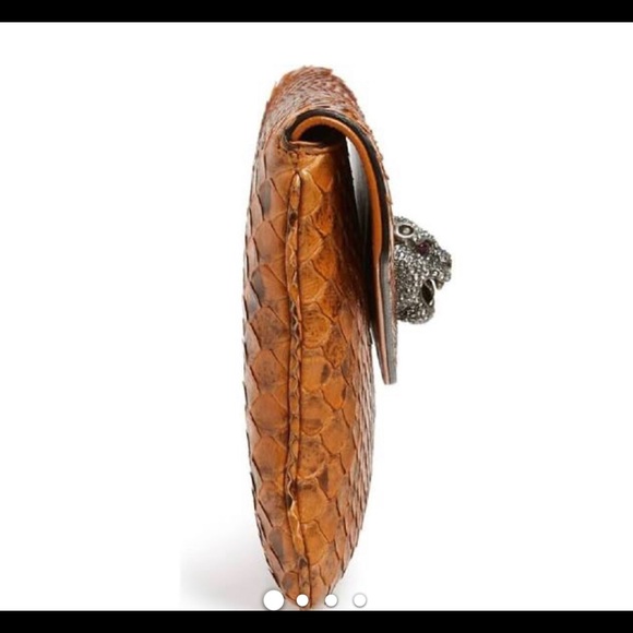 NWT 🤴 SUPER RARE 🤴 Gucci Broadway Python Clutch Tiger Head Clasp NEW W DUSTBAG - Picture 2 of 9